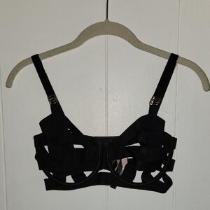 NWT Victoria's Secret Daring Black Woven Strap Bra 32DD